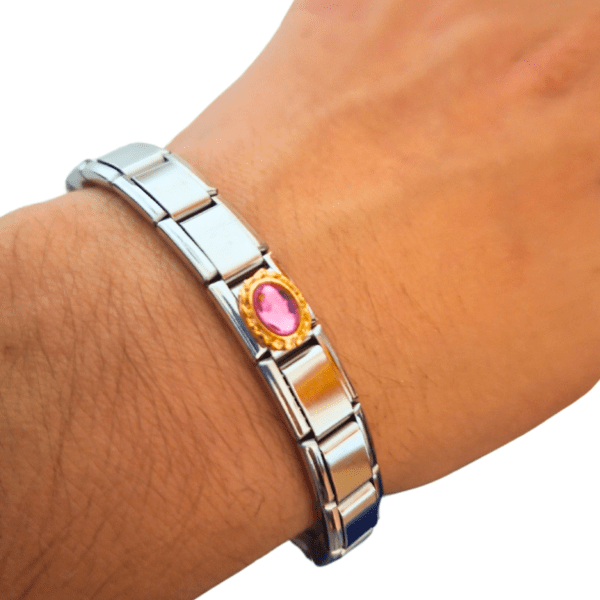 Pulseira de aço Pedra Rosa