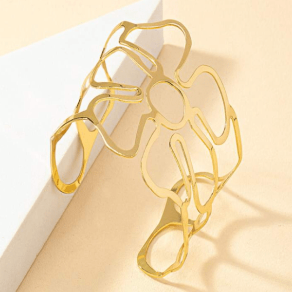 Pulseira de aço ajustável em forma de flor - Image 2