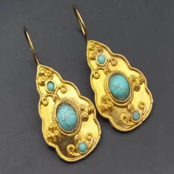 Brincos de aço vintage turquesa