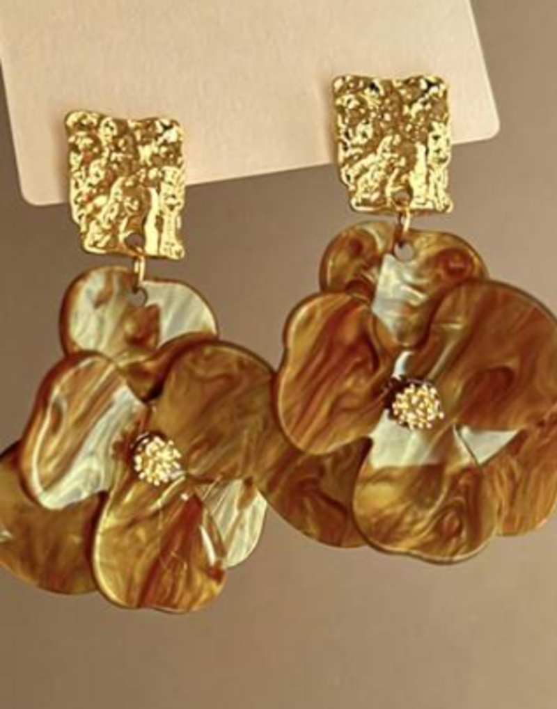 Brincos de aço flor dourada