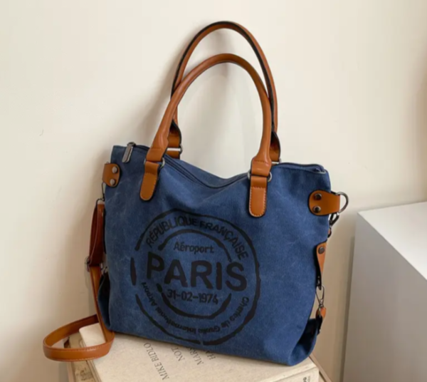Mala de lona Paris azul