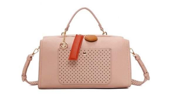 Mala Rosa Shopper com botão e furos