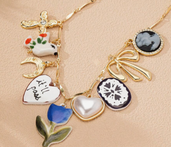 Colar de charmes Flor azul