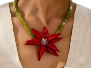 Colar flor acrílico Vermelha