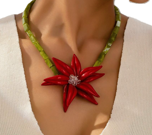 Colar flor acrílico Vermelha