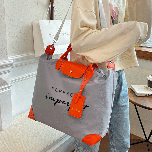 Mala Feminina Cinza com Alças Laranja – Perfectly Imperfect - Image 2