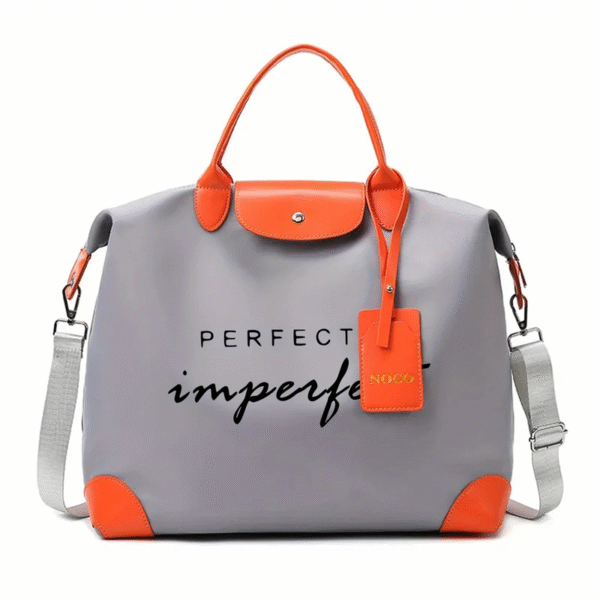 Mala Feminina Cinza com Alças Laranja – Perfectly Imperfect