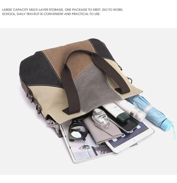 Mala Feminina Patchwork em Tons Neutros – Casual & Elegante - Image 2
