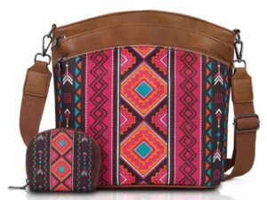 Mala Tribal Rosa Feminina com Design Geométrico – Estilo Único