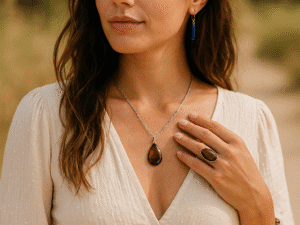 Colar Gota de Olho-de-Tigre.