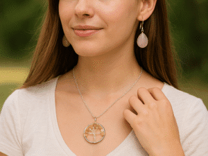 Colar Árvore da Vida com Citrino Aquecido banhado a Prata.