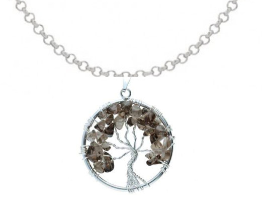 Colar Árvore da Vida com Quartzo Fumado Banhado a Prata. - Image 2