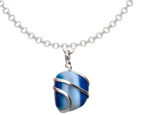 Colar de Ágata Azul com Espiral banhado a Prata. - Image 2