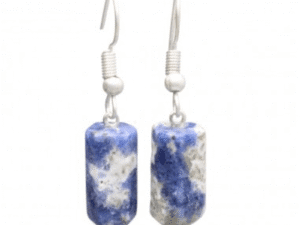 Brincos Ponta de Sodalita banhados a Prata.