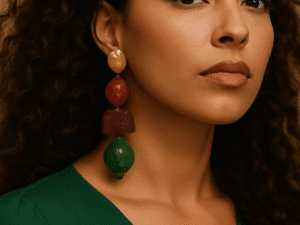 Maxibrincos Boho Colorido – Contas Vermelhas & Verdes