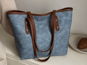 Mala Tote Clássica – Cinza Azulado Texturizado