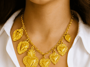 Colar Dourado Corações Barrocos