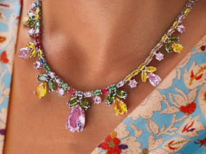 Colar com zircónias multicolor