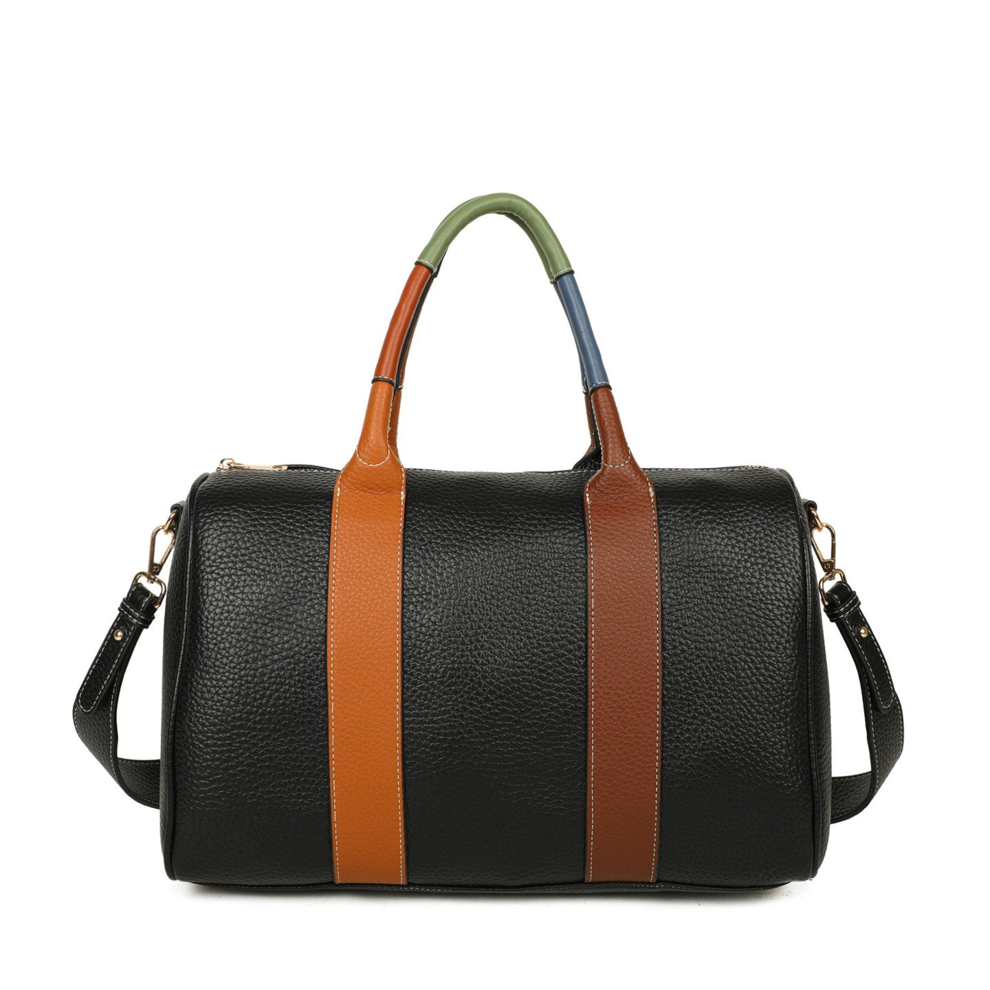 Mala Preta com Alça Colorida e Detalhes Castanhos - Image 2