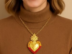 Pendente coração sagrado fogo