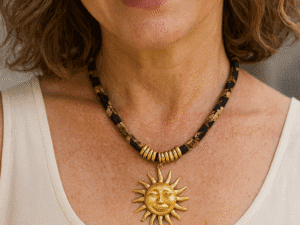 Colar Coração em fio estampado