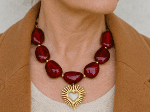 Colar Sagrado Corações & Pedras Vermelhas
