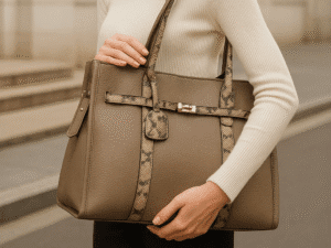 Mala Shopper detalhes animal print (Cinzento-acastanhado)