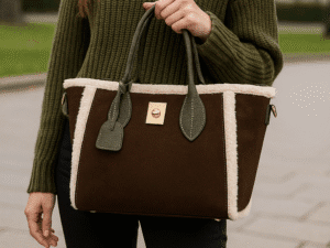 Mala Shopper com pelinho e camurça (Verde Escuro)