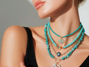 Colar Multicamadas Turquesa Boho Chic