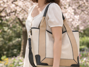 Mala Shopper Elegance Bicolor Bege & Preto