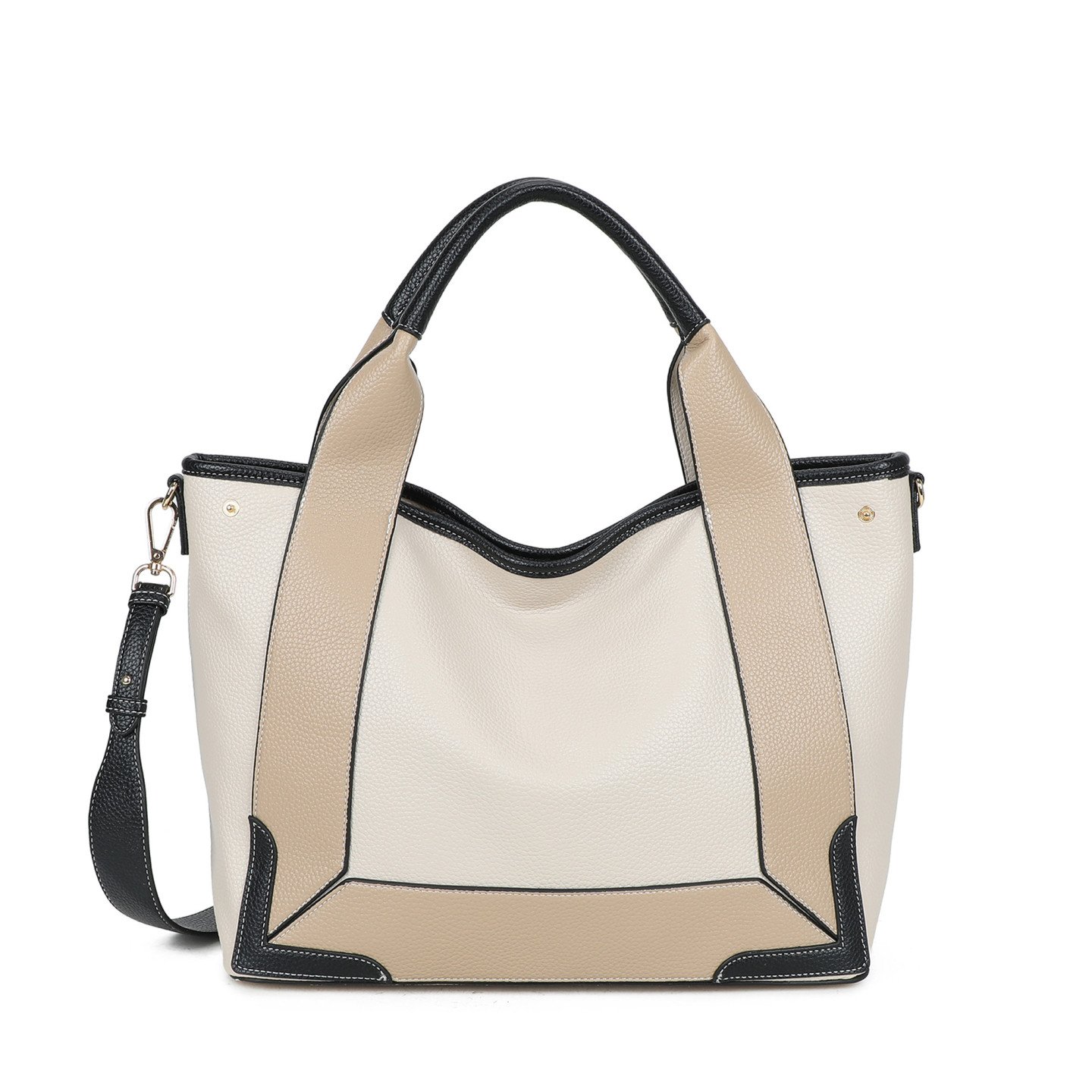 Mala Shopper Elegance Bicolor Bege & Preto - Image 3