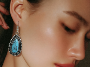 Brincos Gota Turquesa Vintage Prateado