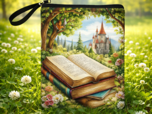 Capa para Livros, i-Pads e Tablets “Books Are the Sea of Knowledge” – Bolsa com Fecho e Bolso Exterior 📚🌿
